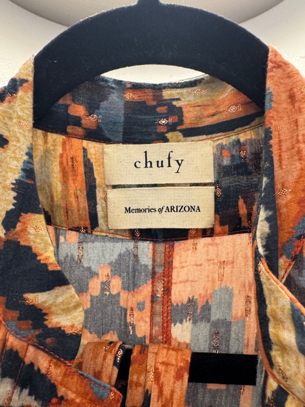 CHUFY Urpi Shimmered Cotton Jumpsuit in Rust & Blue SMALL - Picture 4 of 5
